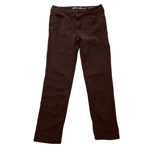 Eddie Bauer Womens Jeans Size 12 Black Denim Slightly Curvy Slim Straight Casual - Picture 1 of 12